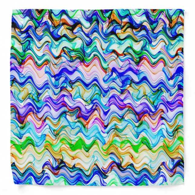 Cool Multicolored Wavy Zig Zag Pattern Bandana (Front)