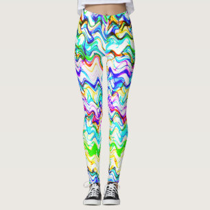 Cool Multicolored Wavy Zig Zag Pattern Leggings