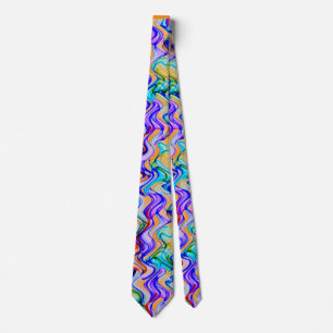 Cool Multicolored Wavy Zig Zag Pattern Neck Tie