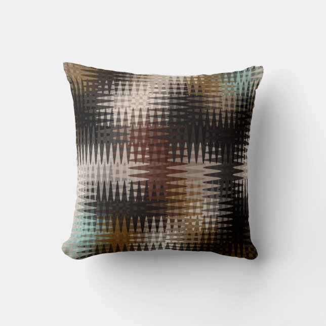 Cool Multicolored Wavy Zigzag Pattern Throw Pillow (Front)