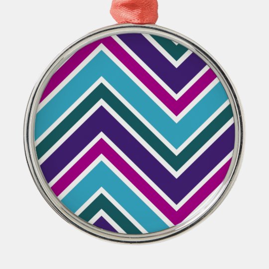 Cool Multicolored Zigzagging Chevron Pattern Metal Ornament