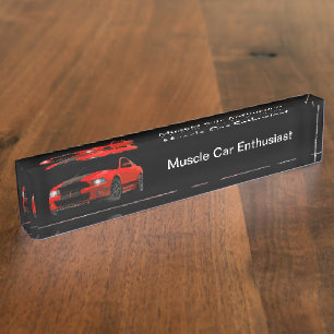 Cool Muscle Car Enthusiast Desk Name Plate