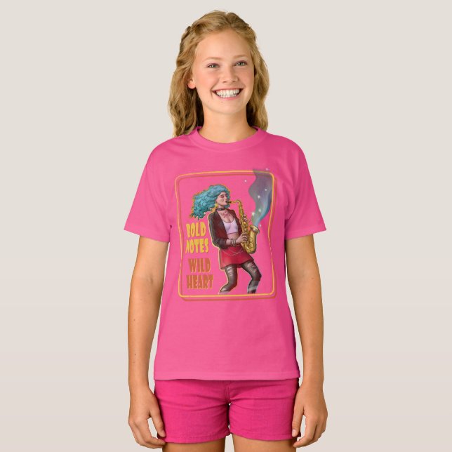 Cool Music Girl – Bold Notes, Wild Heart T-Shirt (Front Full)