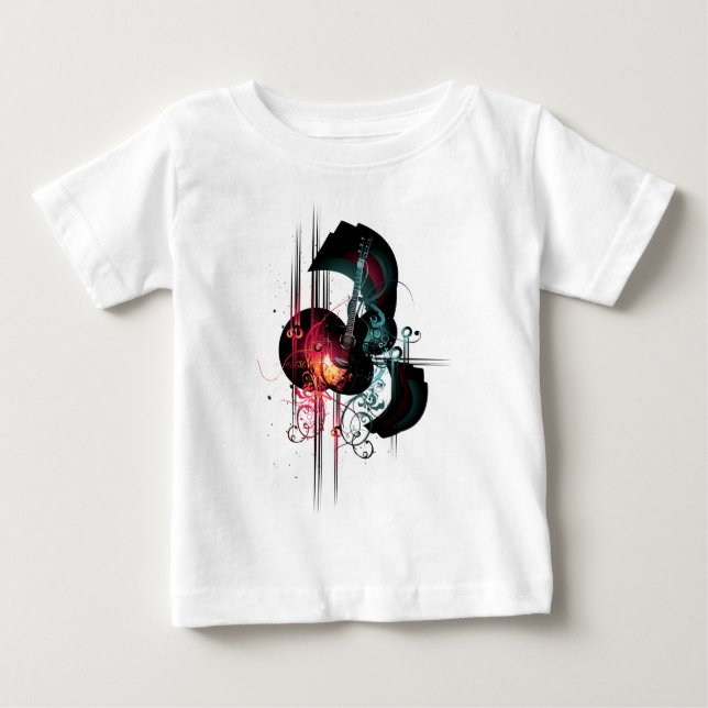 Cool Music Graphic with Guitar Baby T-Shirt (Front)