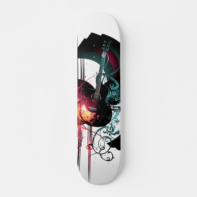 Cool Music Graphic with Guitar Skateboard Deck (Front)