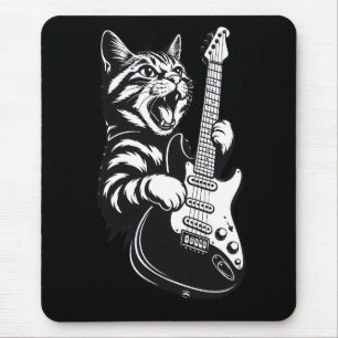 Cool Music Love   Rock Cat Playing Electric Guitar Mouse Pad