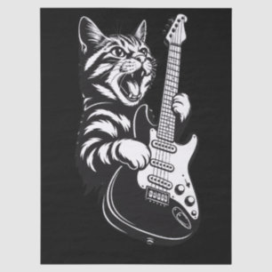 Cool Music Love Rock Cat Playing Electric Guitar Tissue Paper