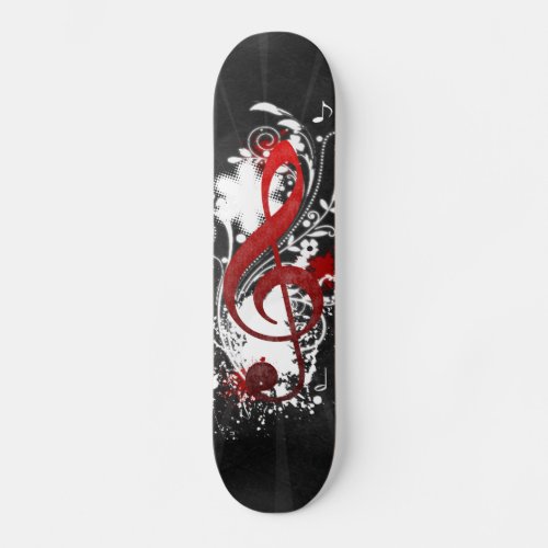 Cool Music notes dotted swirls flowers splatter Skateboard