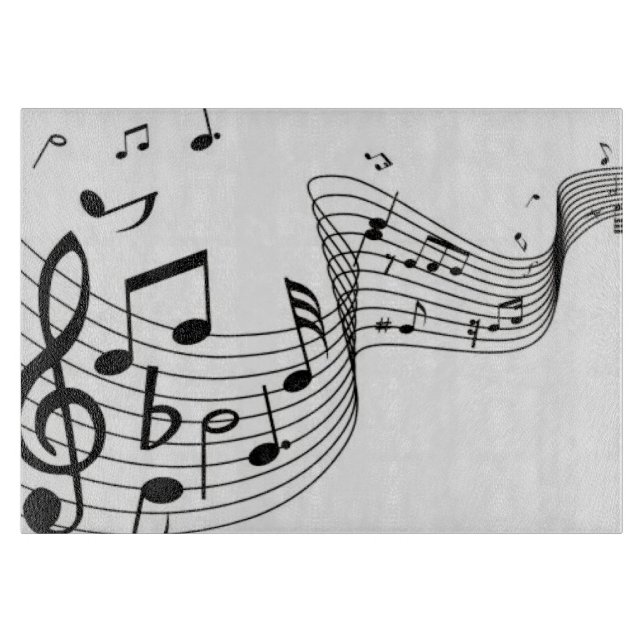 Cool Music Notes Glass Cutting Board (Front)