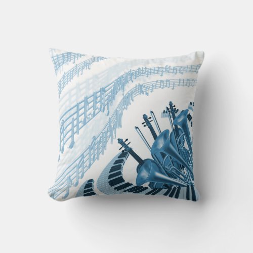 Cool Music Notes Throw Pillow