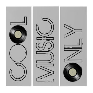 cool music only, vinyl record triptych