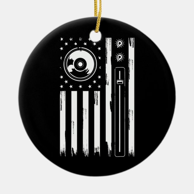 Cool Music Producer For Men Women American Flag Ceramic Ornament (Front)