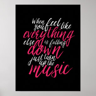 Cool Music Quote Hand Lettering Calligraphy Poster