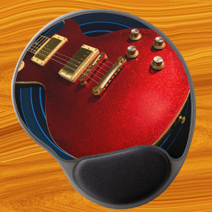 Cool Music Red Sparkle Top Electric Rock Guitar Gel Mouse Pad