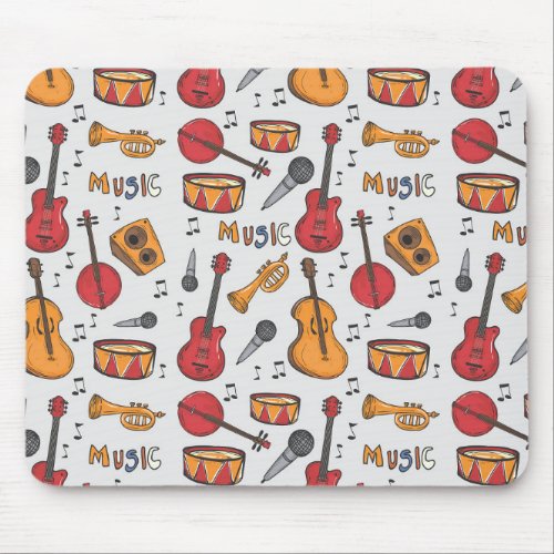 Cool Music Themed Banjo Drums Guitar Violin More Mouse Pad