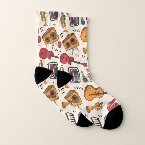 Cool Music Themed Piano Drums Guitar Violin More Socks