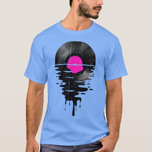 Cool Music Vinyl Record Retro Vintage Pink T_Shirt