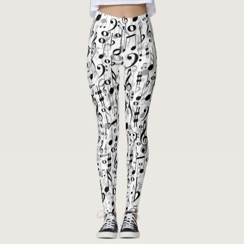 Cool Musical Notes and Symbols Random Pattern Leggings