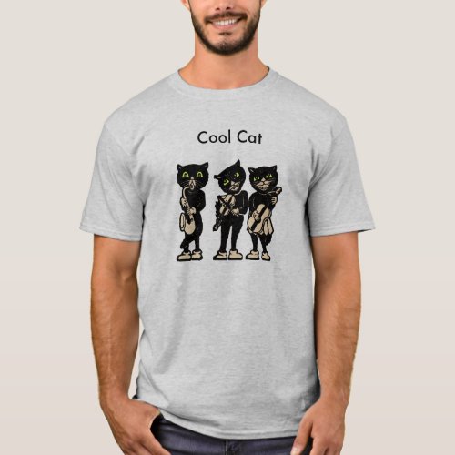 Cool Musician Black Vintage Cats T_Shirt