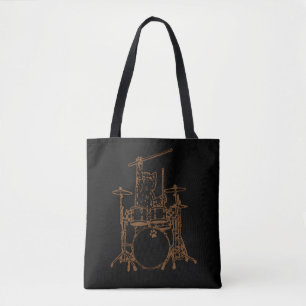 Cool Musician Cat Playing Drums Tote Bag