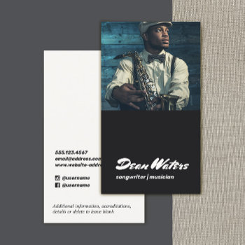 Cool Musician Songwriter Add Photo Business Card by sm_business_cards at Zazzle