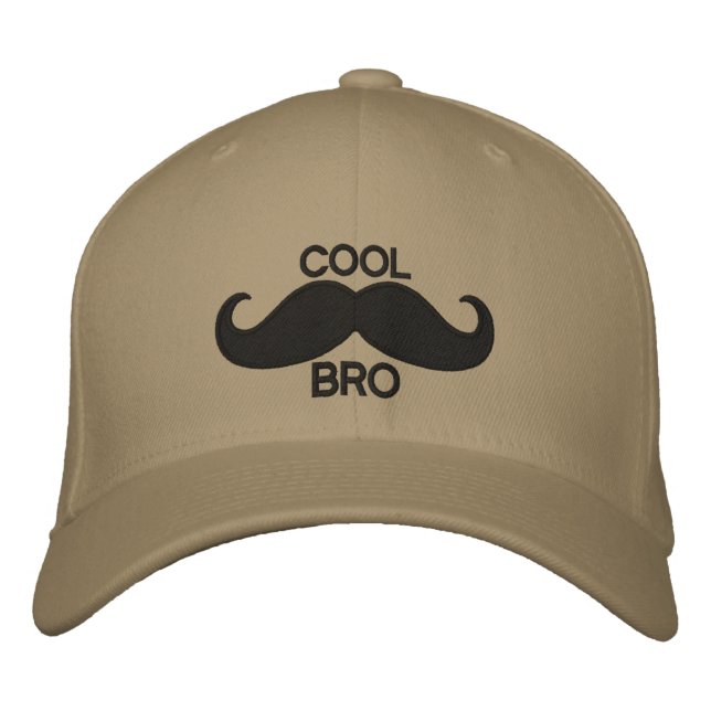 COOL Mustache BRO Embroidered Baseball Cap (Front)