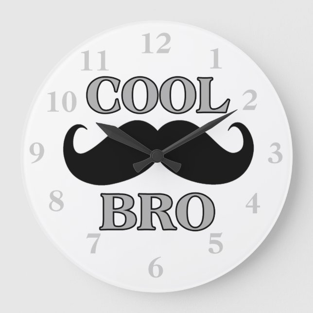 Cool Mustache Bro Large Clock (Front)