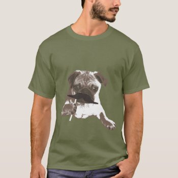 Cool Mustache Papa Pug T-shirt by fotoplus at Zazzle
