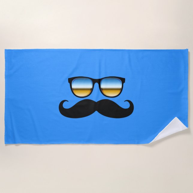 Cool Mustache under Shades Beach Towel (Front)
