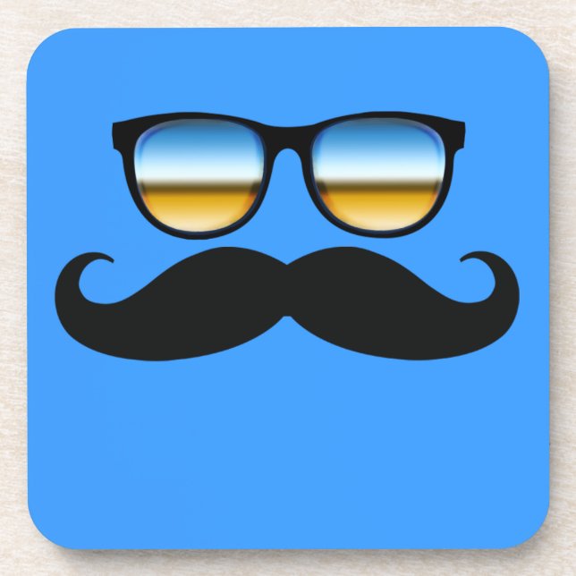 Cool Mustache under Shades Beverage Coaster (Front)