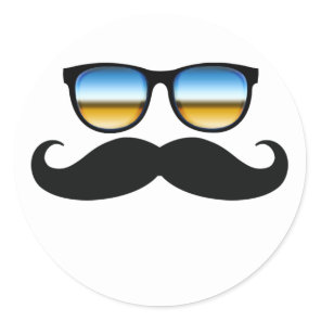 Cool Mustache under Shades Classic Round Sticker