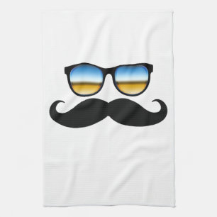 Cool Mustache under Shades Kitchen Towel