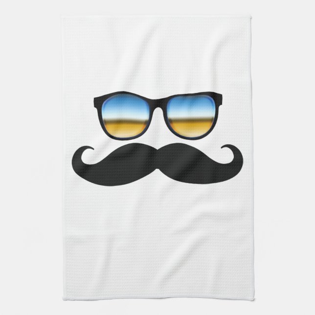 Cool Mustache under Shades Kitchen Towel (Vertical)