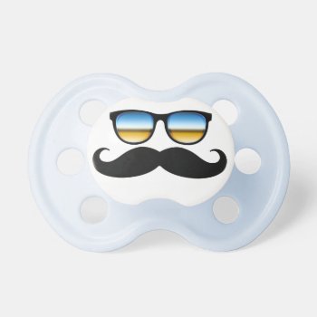 Cool Mustache Under Shades Pacifier by MustacheShoppe at Zazzle