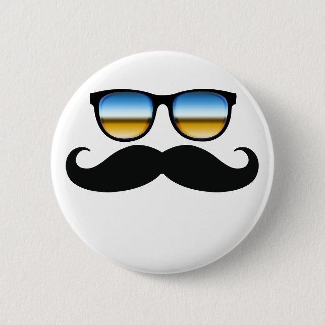 Cool Mustache under Shades Pinback Button (Front)