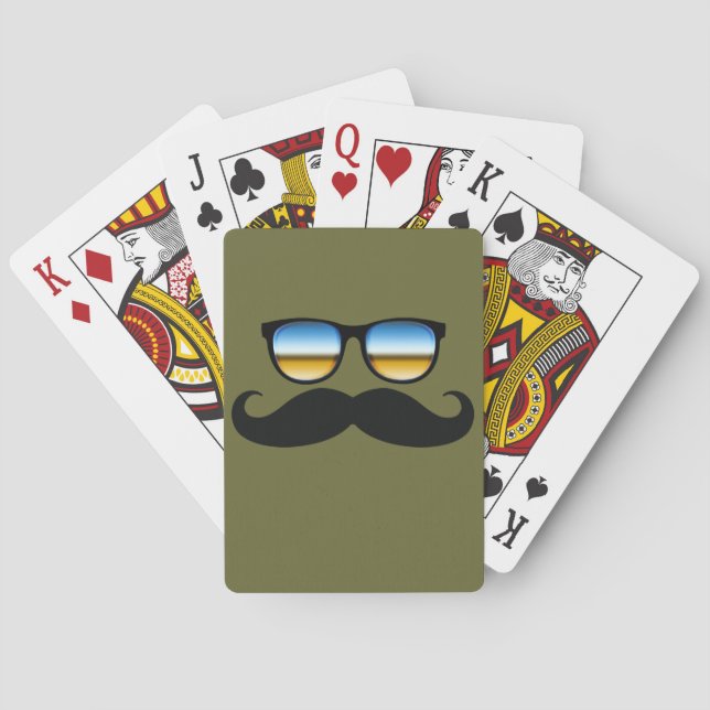 Cool Mustache under Shades Poker Cards (Back)