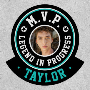 Cool MVP Black And White School Team Photo Logo  Patch