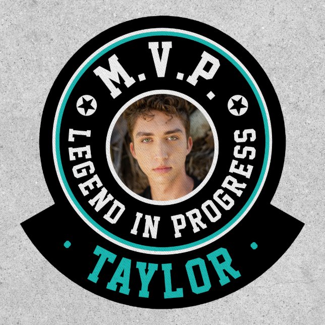Cool MVP Black And White School Team Photo Logo  Patch (Front)