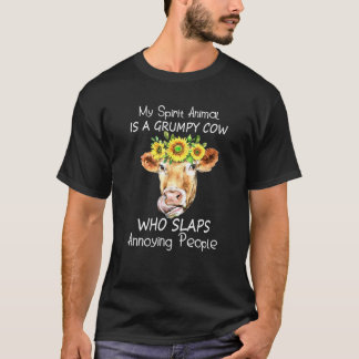 Cool My Spirit Animal Is A Grumpy Cow Sunflower T-Shirt