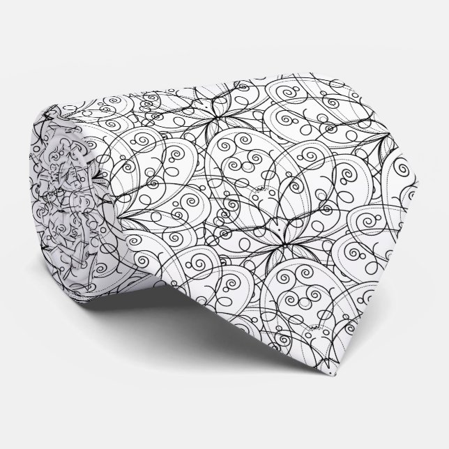 cool mystical lotus tiled pattern  neck tie (Rolled)