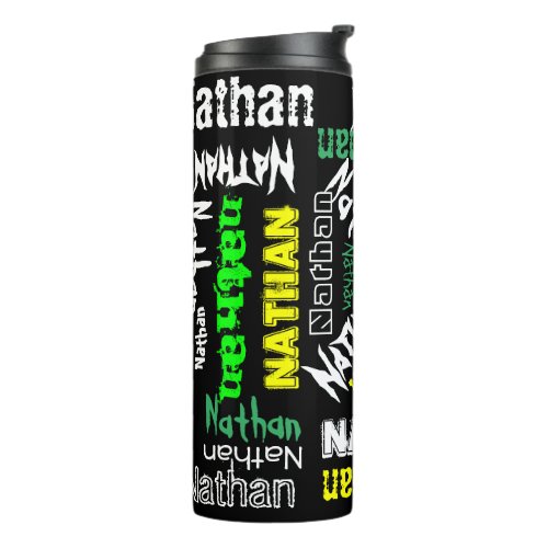 Cool Name Collage Modern Typography Custom Thermal Tumbler