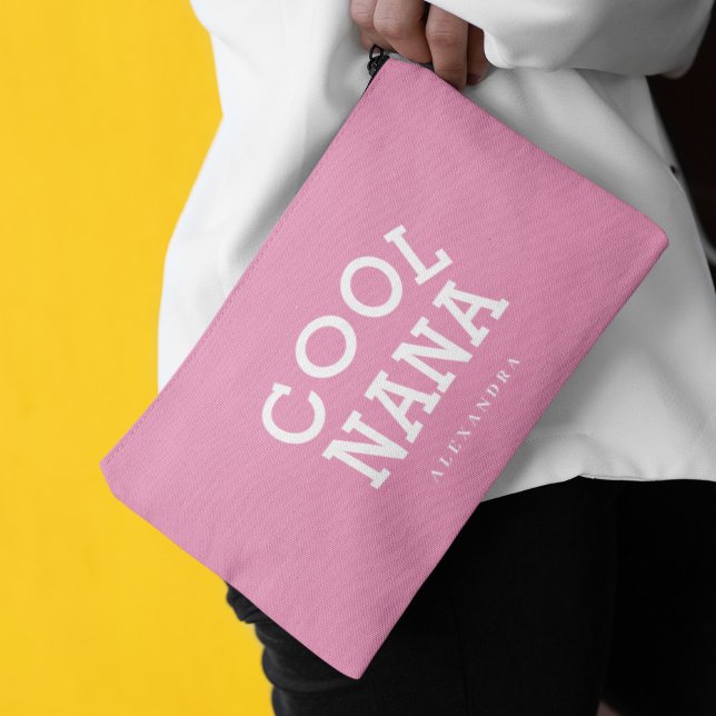 Cool Nana White Pink Custom Name Mother's Day Accessory Pouch (Creator Uploaded)