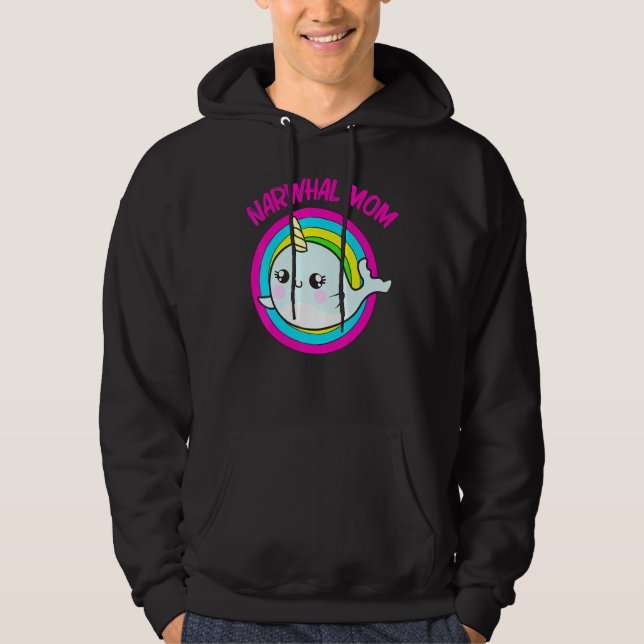 Cool Narwhal For Mom Mother Rainbow Tusk Sea Unico Hoodie (Front)