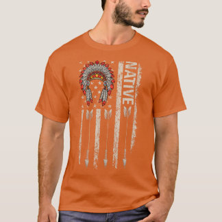 Cool Native American Feather Arrow Flag Headdress T-Shirt