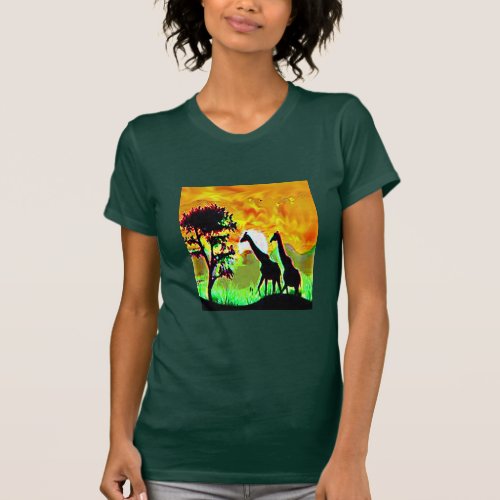 cool nature wildlife safari portrait giraff design T_Shirt