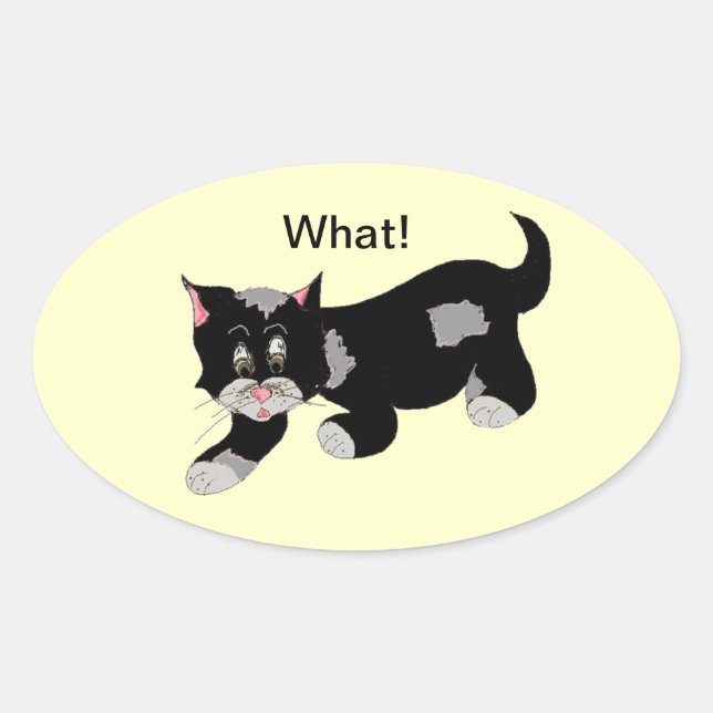 Cool Naughty Cat  Oval Sticker (Front)