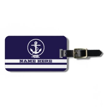 Cool Nautical Stripes and Anchor Monogram Bag Tag Cool Nautical Stripes and Anchor Monogram Bag Tag