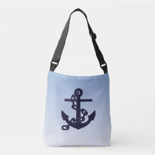 Cool Nautical Theme Anchor on Sky Blue Crossbody Bag