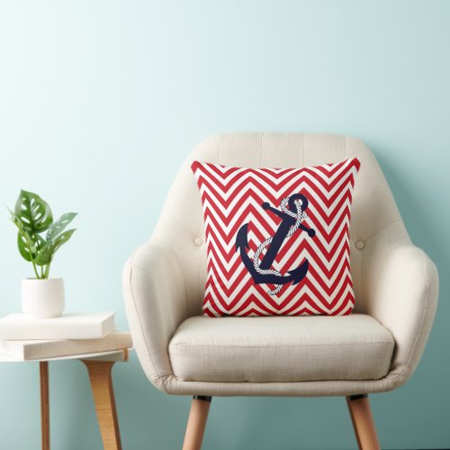 Cool Nautical Theme Zigzag Style Pattern Throw Pillow