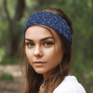 Cool Navy and Light Blue Pattern Paisley Bandana